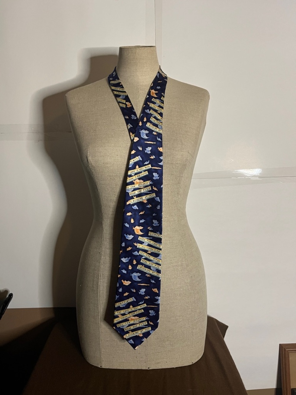 😄Shoebox silk tie fishing jokes fisherman  office work ready colourful vintage